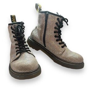 Dr Martens 1460 J Silver Metallic Glitter‎ Lace Up Boots Sz 3
